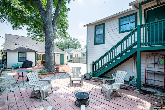 243 N, San Antonio, TX 78201 - view of patio featuring a fire pit and stairs