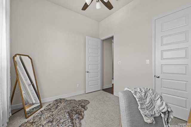 435 Bridle Trl, New Braunfels, TX 78132 - carpeted bedroom featuring baseboards and ceiling fan