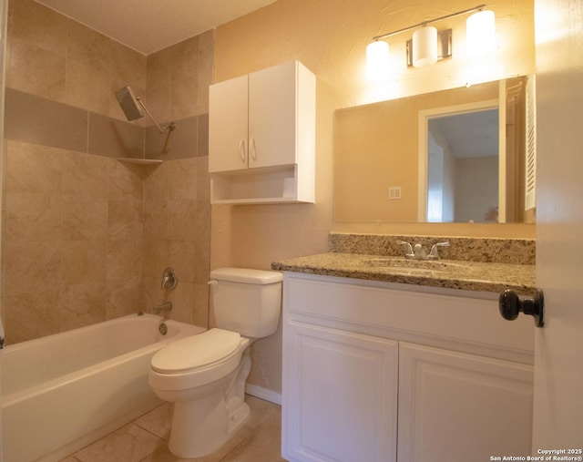 6614 Spring Hurst, San Antonio, TX 78249 - full bathroom featuring toilet, shower / bathtub combination, tile patterned flooring, and vanity