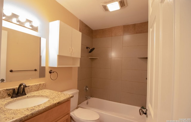 6614 Spring Hurst, San Antonio, TX 78249 - bathroom with toilet, vanity, and washtub / shower combination