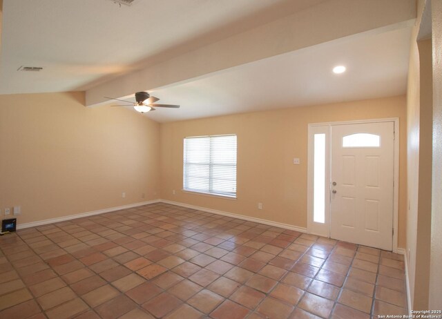 6614 Spring Hurst, San Antonio, TX 78249 - entrance foyer with light tile patterned floors, a ceiling fan, baseboards, and recessed lighting