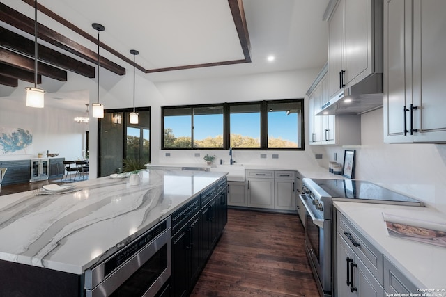 3045 Campestres, Spring Branch, TX 78070 - kitchen with appliances with stainless steel finishes, under cabinet range hood, a sink, healthy amount of natural light, and recessed lighting