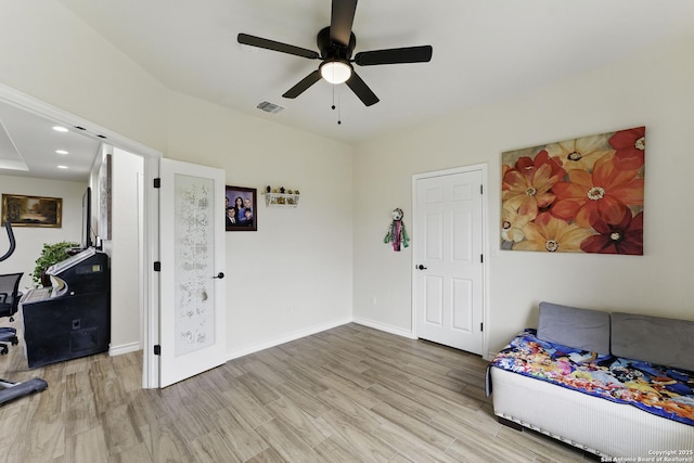 1110 Atascosa County Road 101, Floresville, TX 78114 - sitting room featuring light wood-type flooring, a ceiling fan, and baseboards