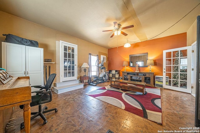 1004 Leona, Cotulla, TX 78014 - office area with a ceiling fan