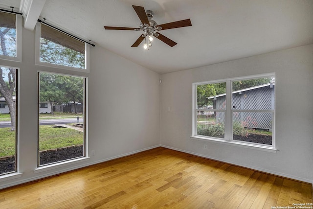 2802 Bent Bow, San Antonio, TX 78209 - unfurnished room with vaulted ceiling, light wood finished floors, ceiling fan, and baseboards