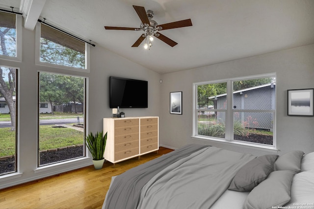 2802 Bent Bow, San Antonio, TX 78209 - bedroom with vaulted ceiling, wood finished floors, and ceiling fan