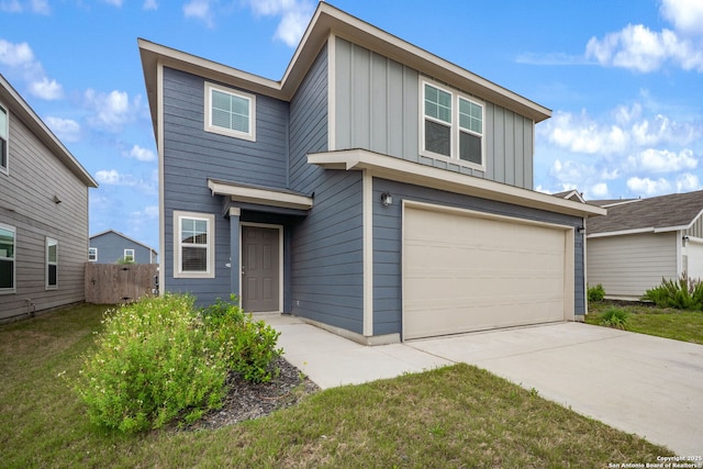 13758 Prospector Post, San Antonio, TX 78253 - view of front of property with board and batten siding, driveway, and a garage