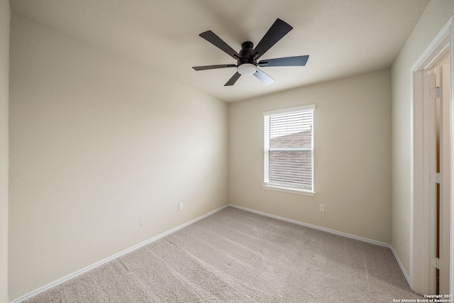 13758 Prospector Post, San Antonio, TX 78253 - spare room with light colored carpet, baseboards, and ceiling fan