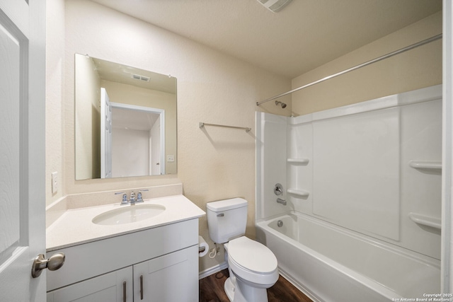 13758 Prospector Post, San Antonio, TX 78253 - full bath featuring toilet, vanity, wood finished floors, and washtub / shower combination