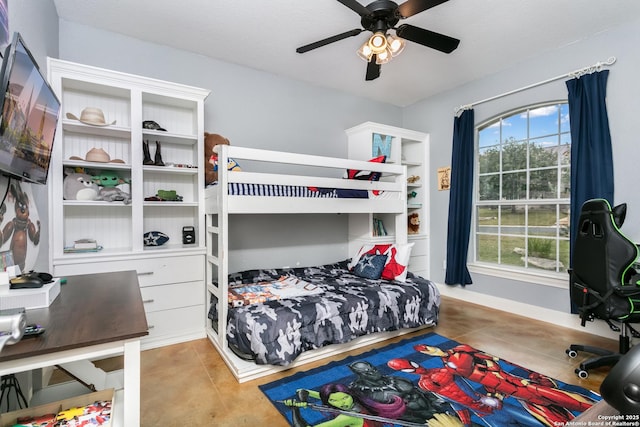 125 Stone Cyn, Fredericksburg, TX 78624 - tiled bedroom with baseboards and a ceiling fan