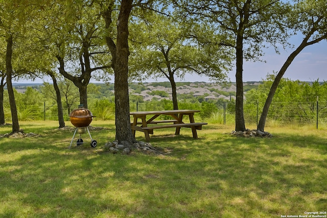 view of property's community featuring a lawn