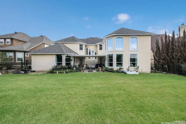 18211 Branson Fls, San Antonio, TX 78255 - back of house with stucco siding and a patio area