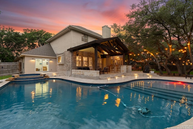 16222 Deer Crst, San Antonio, TX 78248 - view of pool featuring a patio, a pool with connected hot tub, and a gazebo