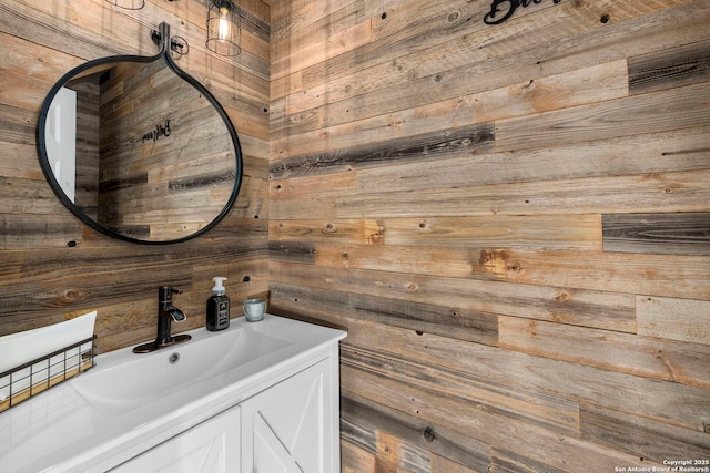 16222 Deer Crst, San Antonio, TX 78248 - bathroom with wood walls and vanity