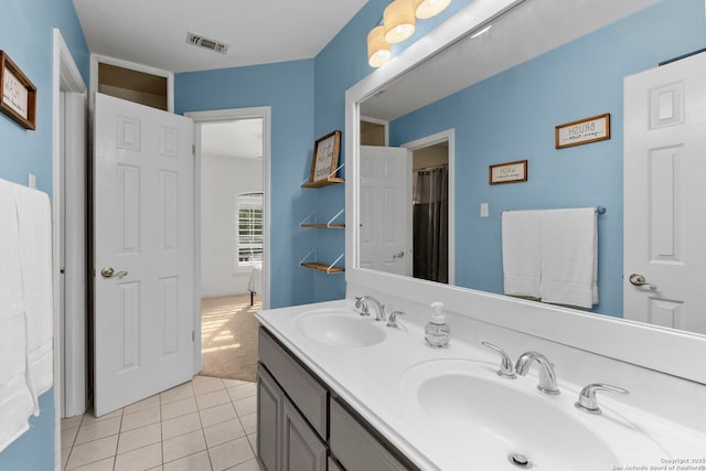 16222 Deer Crst, San Antonio, TX 78248 - full bathroom with tile patterned floors and double vanity