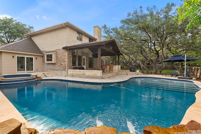 16222 Deer Crst, San Antonio, TX 78248 - view of pool with a patio, a fenced backyard, and a pool with connected hot tub