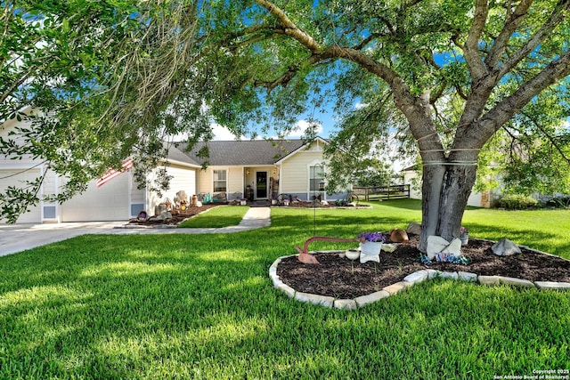 single story home with a garage