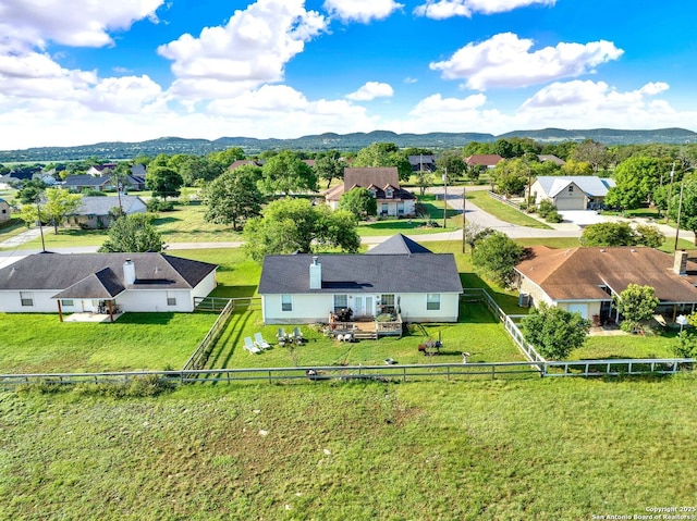 aerial perspective of suburban area featuring a mountain backdrop