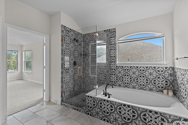 25836 Stone Cyn, San Antonio, TX 78260 - full bath with a bath, a shower stall, and tile patterned flooring