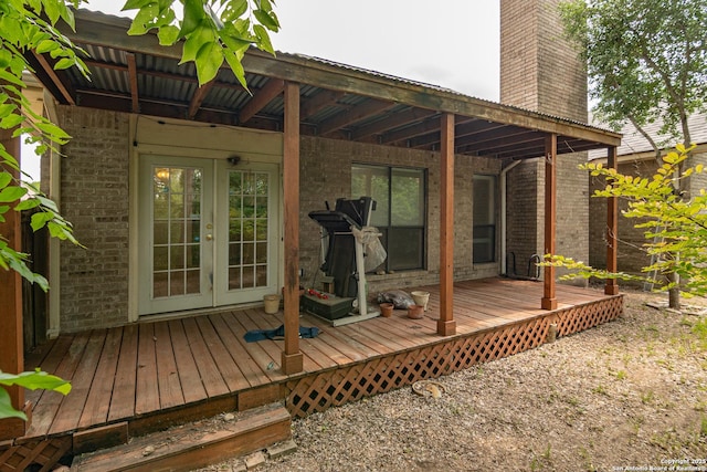 wooden deck with french doors