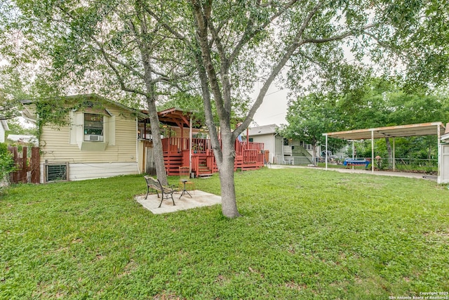 806 Kayton Ave, San Antonio, TX 78210 - view of yard with a wooden deck and a trampoline