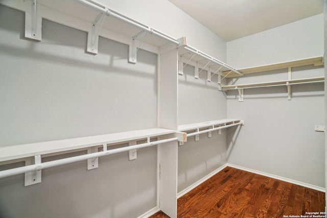 spacious closet with wood finished floors