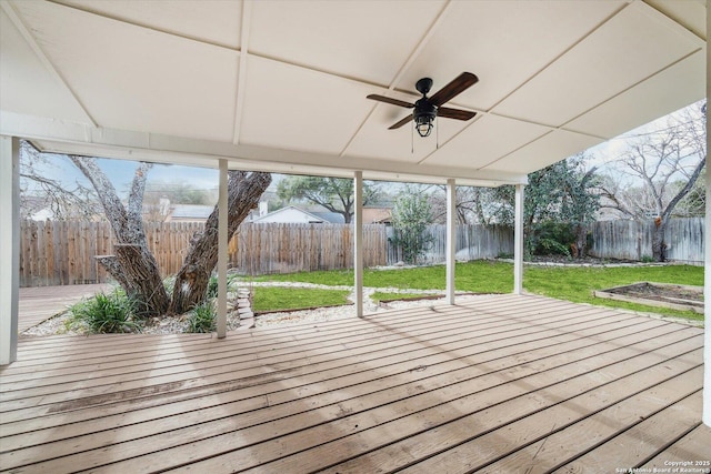 deck featuring a ceiling fan