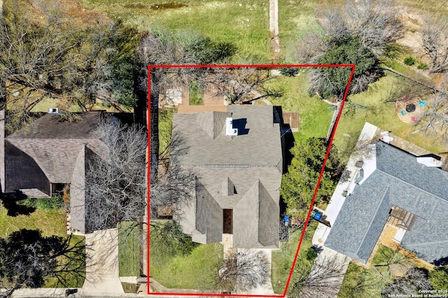 view of subject property with property parcel outlined