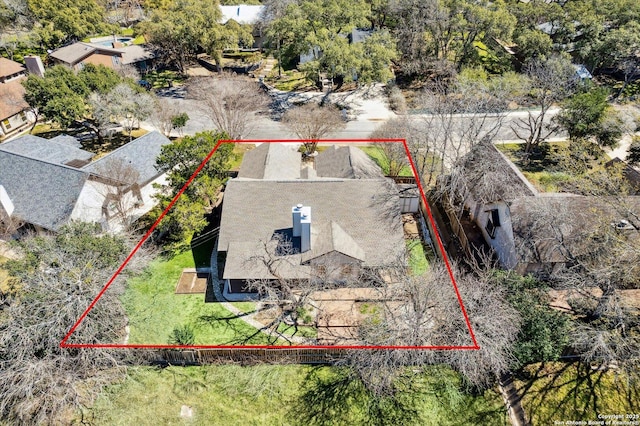 view of subject property with property parcel outlined