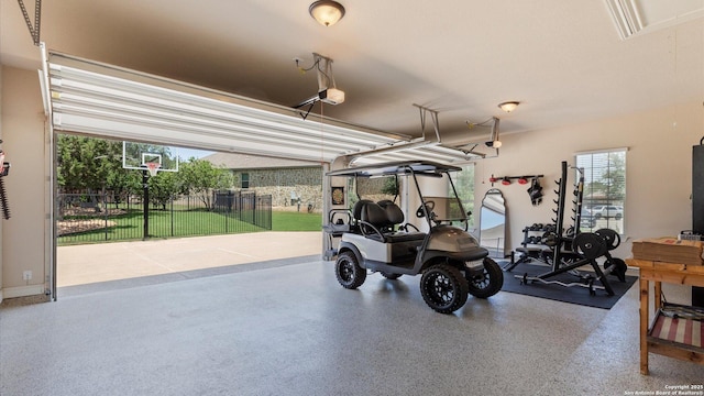 garage featuring a garage door opener