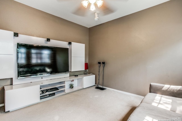 7930 Roanoke Unit 106, San Antonio, TX 78240 - carpeted living room with a ceiling fan and baseboards