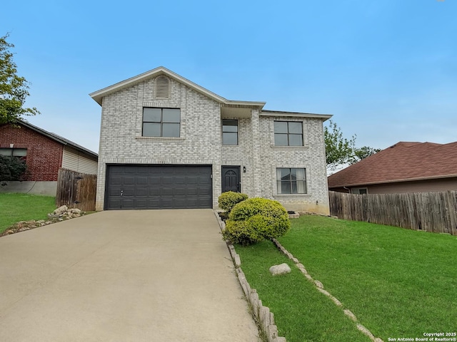 15827 Marisa, San Antonio, TX 78247 - traditional-style home featuring a garage, concrete driveway, and brick siding