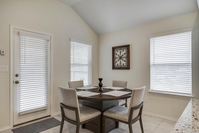 12243 Dusty Boots, San Antonio, TX 78254 - dining area featuring vaulted ceiling, light tile patterned floors, and plenty of natural light