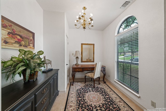 107 River Knl, Castroville, TX 78009 - office space featuring a chandelier and light tile patterned floors