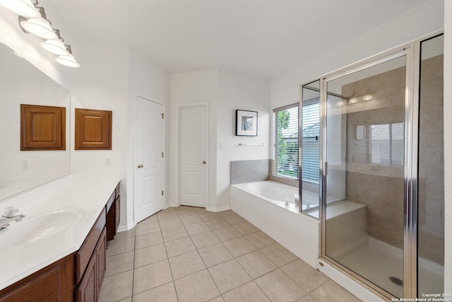 1326 Walkers Way, San Antonio, TX 78216 - full bath with tile patterned flooring, vanity, a shower stall, and a garden tub