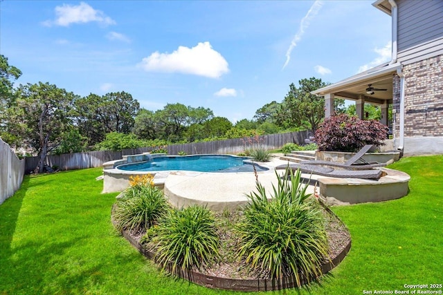 11334 Hill Top Bnd, Helotes, TX 78023 - view of swimming pool featuring a ceiling fan