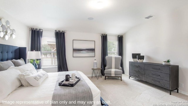bedroom featuring carpet flooring and baseboards