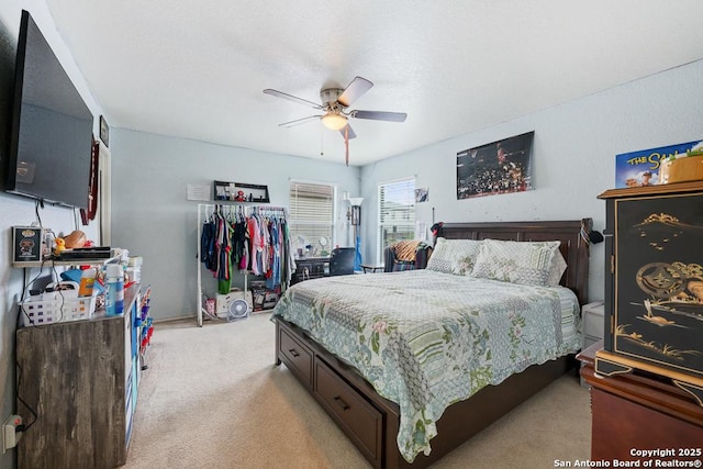 9127 Sycamore, San Antonio, TX 78245 - bedroom featuring light carpet and a ceiling fan