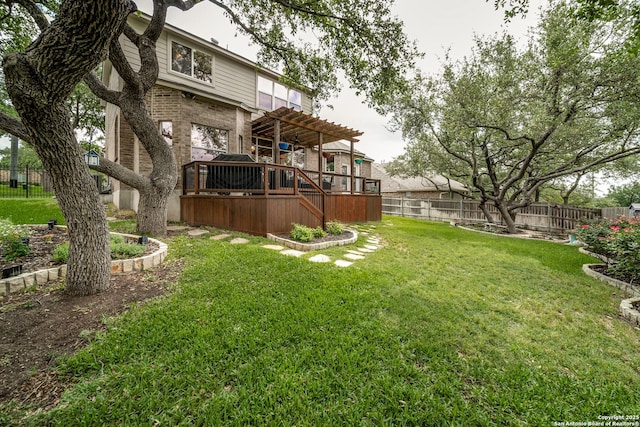 438 Chimney Tops, San Antonio, TX 78260 - view of yard featuring a pergola and a wooden deck