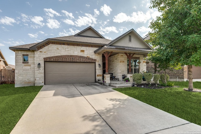 13926 Cohan Way, San Antonio, TX 78253 - view of front of home with stone siding, driveway, a garage, and a shingled roof