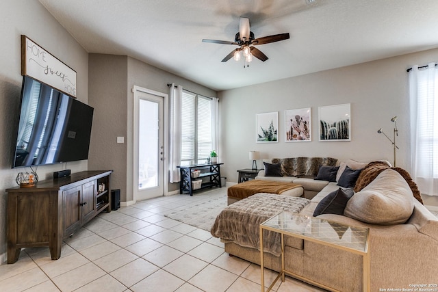 13926 Cohan Way, San Antonio, TX 78253 - living area with ceiling fan and light tile patterned flooring