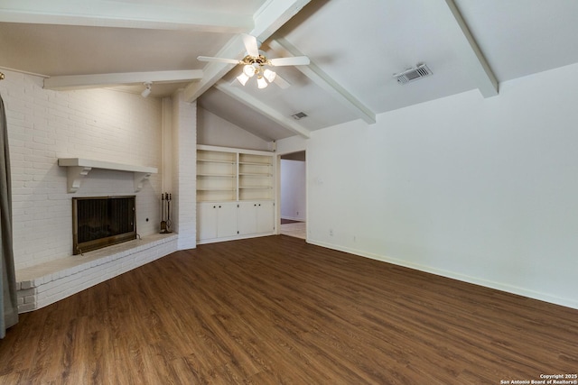 9007 Luzita Ln, San Antonio, TX 78230 - unfurnished living room featuring wood finished floors, a fireplace, a ceiling fan, and baseboards