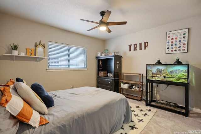 208 Cold Riv, Boerne, TX 78006 - bedroom featuring carpet floors and ceiling fan