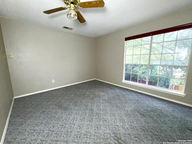 10511 Pemspice, San Antonio, TX 78240 - empty room with dark carpet, baseboards, and ceiling fan