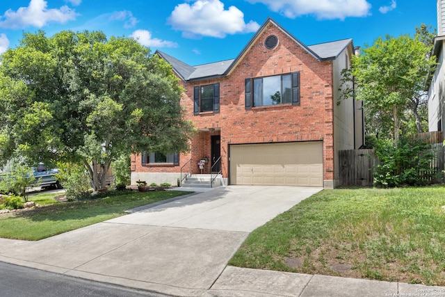 7705 Wood Blf, San Antonio, TX 78240 - view of front of property with an attached garage, brick siding, and driveway