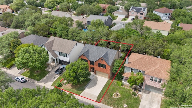 7705 Wood Blf, San Antonio, TX 78240 - aerial view of residential area with property parcel outlined