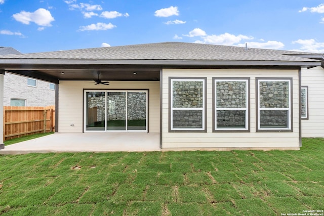 305 Lawrence Dr, Castroville, TX 78009 - rear view of property with a patio and a ceiling fan
