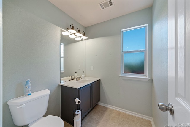 3738 Sumantra, San Antonio, TX 78261 - half bathroom featuring toilet, healthy amount of natural light, vanity, and baseboards