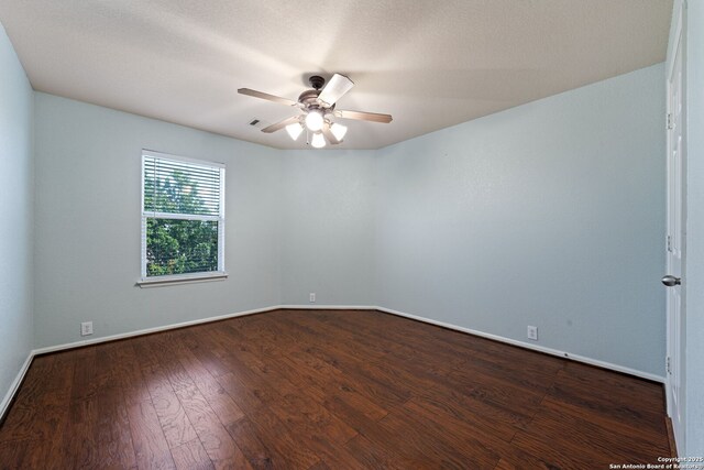 3738 Sumantra, San Antonio, TX 78261 - empty room featuring ceiling fan, dark wood-style floors, and baseboards