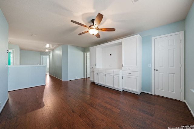 3738 Sumantra, San Antonio, TX 78261 - empty room featuring attic access, ceiling fan, dark wood-style floors, and baseboards